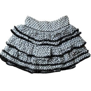 Poupette St. Barth XS Mini Skirt Floral Print Ruffled Tiered Boho Resort Skirt